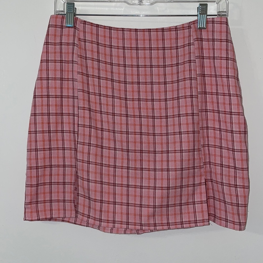 Pink Plaid Skirt